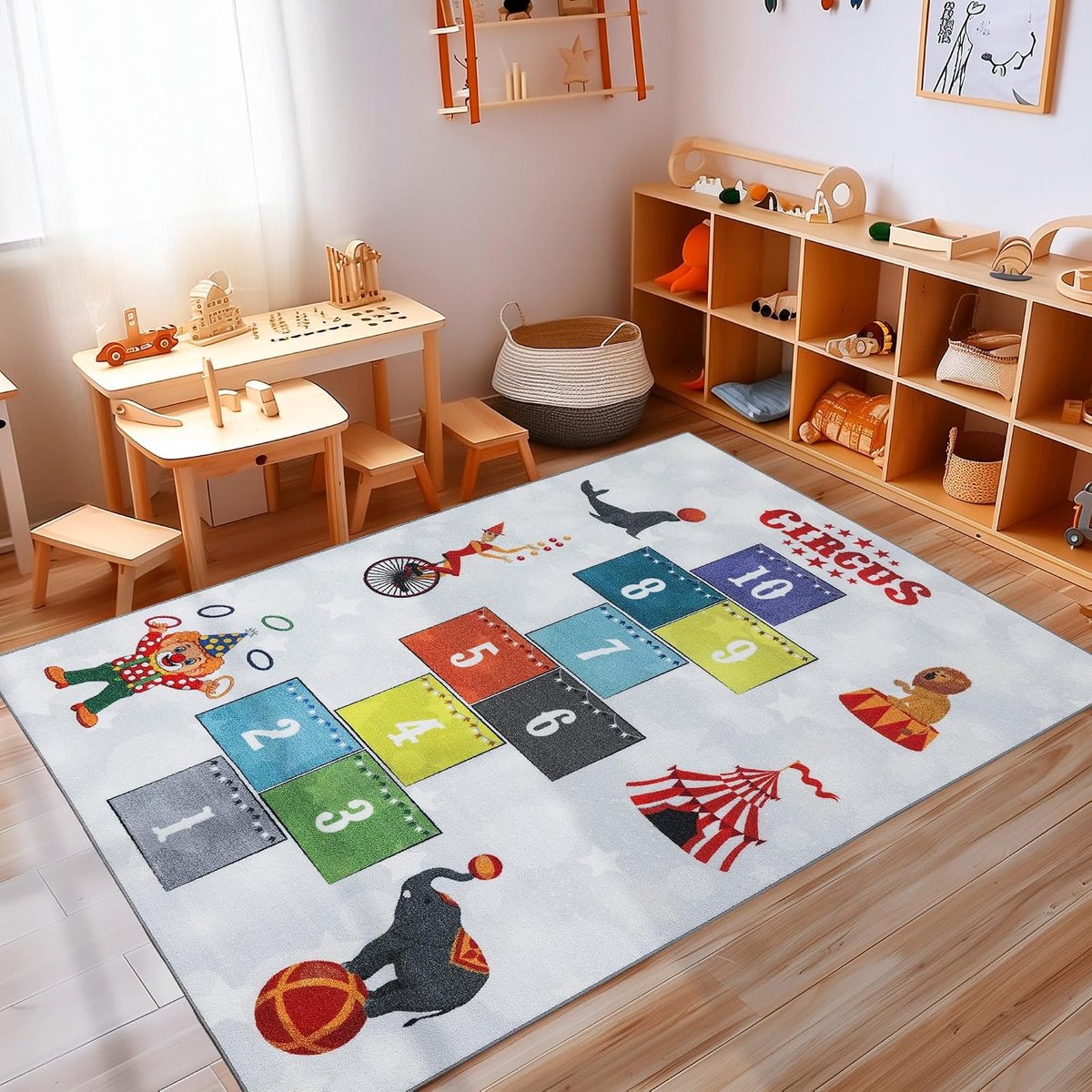 Speelkleed hemel en hel voor kinderen, antislip, wasbaar, grijs, 100 x 150 cm