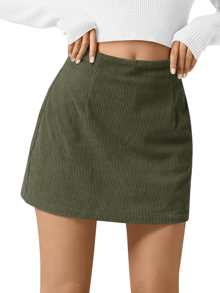 Corduroy minirok voor dames, A-lijn, hoge taille, korte rok, casual, basic cordrock