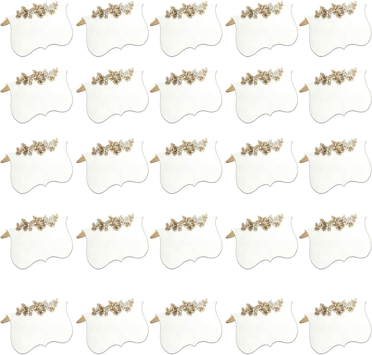 30 witte tafelkaarten met vlindersnit (10 x 9 cm) - tafelkaarten voor bruiloft, verjaardag, doop, communie