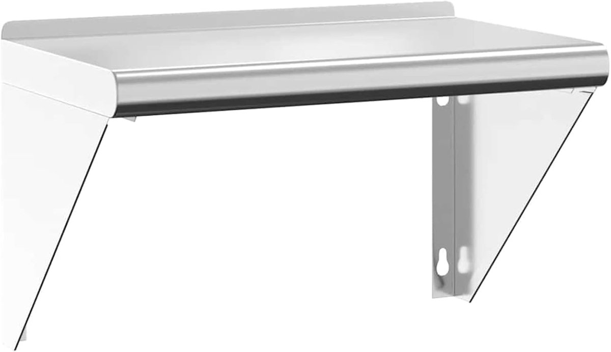 Wandrek, 50 x 30 x 31 cm, zilver, roestvrij staal, zwevend rek, hangrek voor woonkamer, slaapkamer, werkkamer, 30277