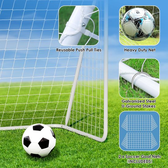 Voetbaldoel voor kinderen en volwassenen, 240/365 cm, outdoor, stabiel voetbaldoel met net, hoogwaardig outdoordoel met bescherming tegen stoten — afbeelding 4