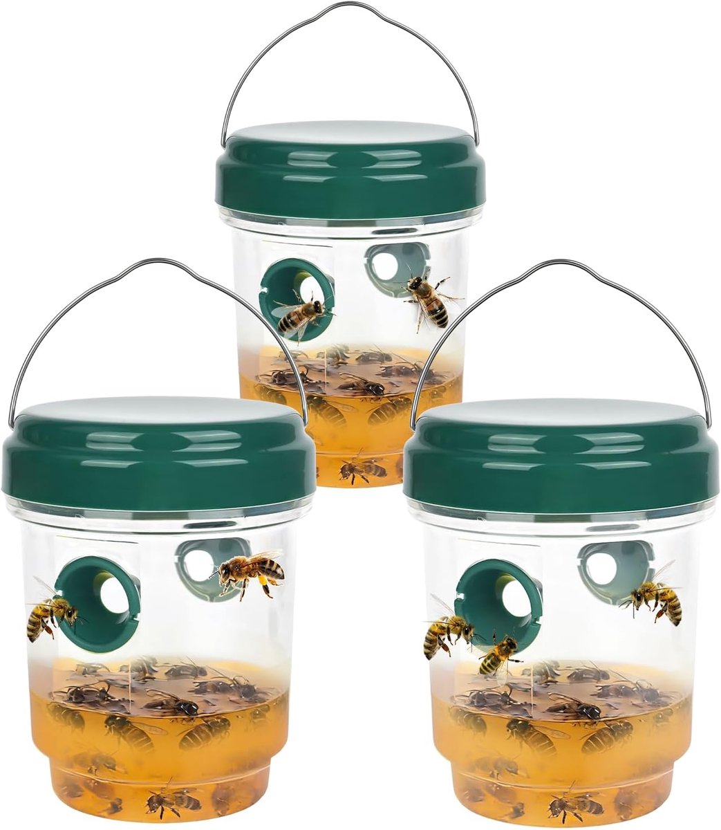 Vallen, wespenvallen voor buiten, verdrijven middelen tegen wespen, wespenafweer om neer te zetten en op te hangen, 360 graden effect, Ø 9 x 13 cm, insectenval, vliegenvanger, muggenval