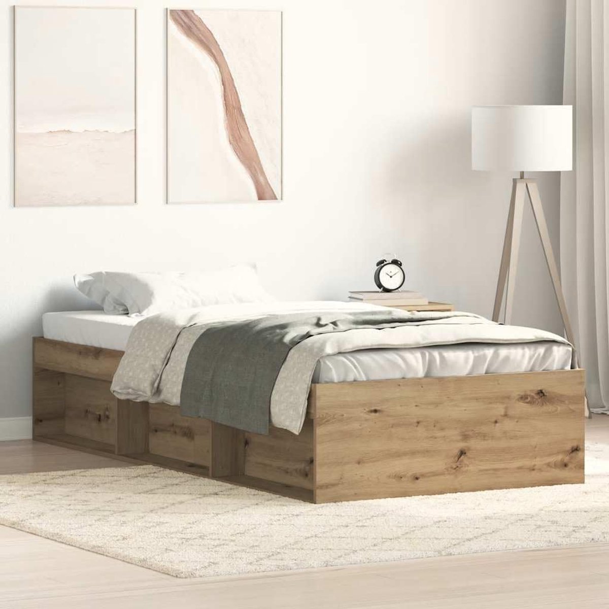 Hout met opbergruimte multiplexlattenbodem 100x200 cm artisanaal