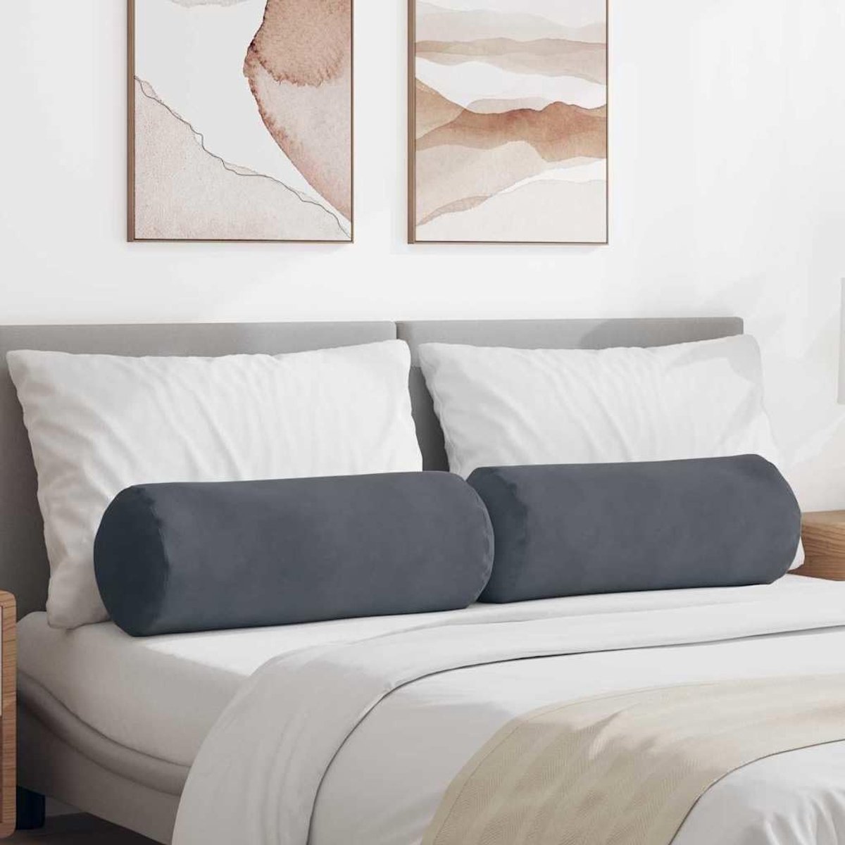 2 stuks, donkergrijs, Ø 25 x 70 cm, corduroy