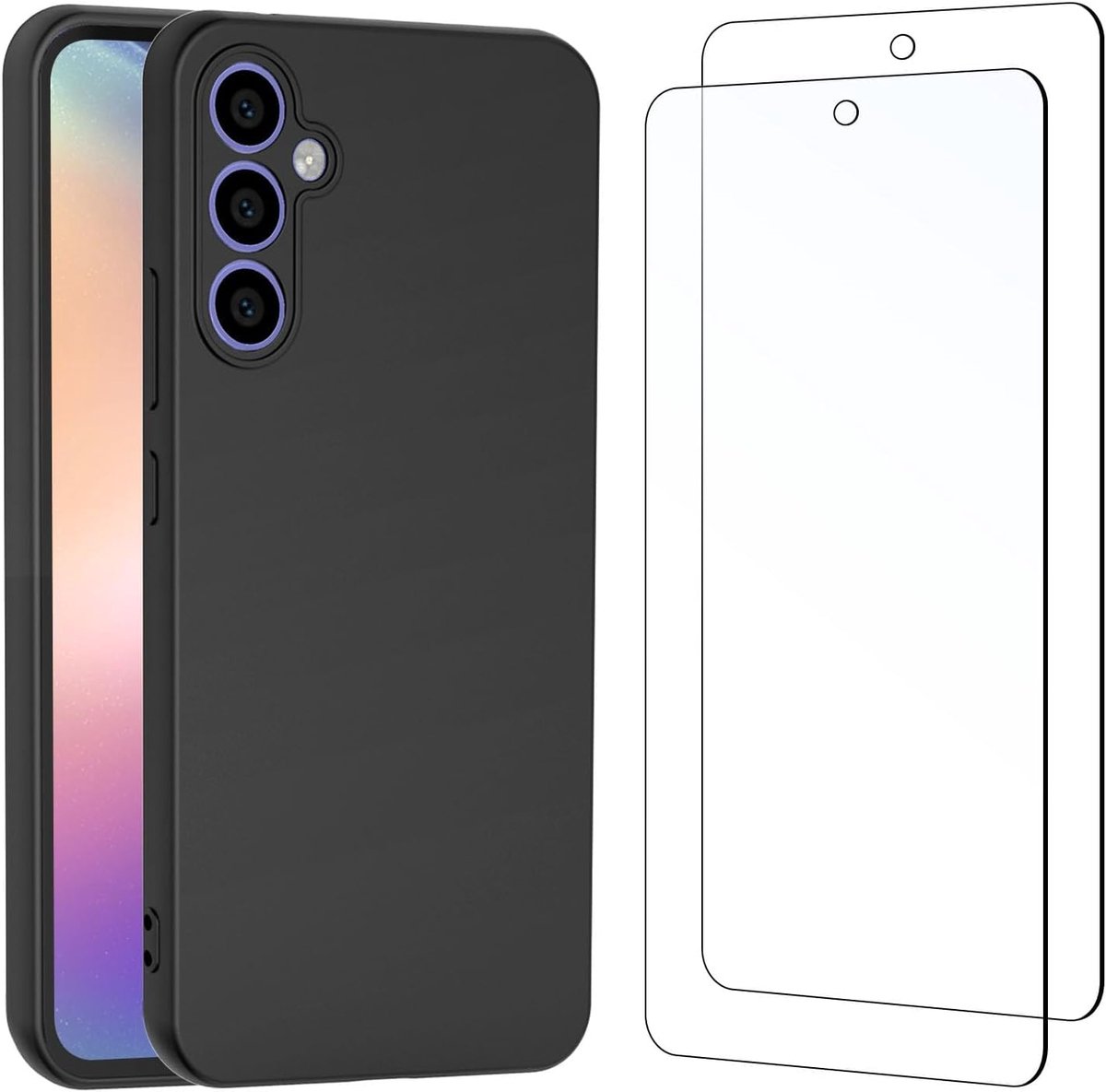 Hoesje Case voor Samsung Galaxy A54 5G + 2x Screen Protector - Zwart