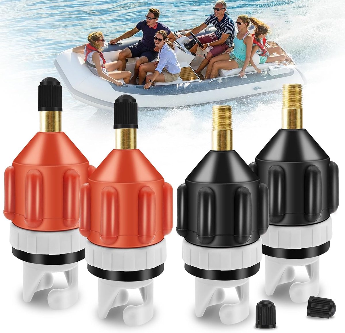 4 stuks SUP-pompadapters, SUP-ventieladapter, SUP-ventieladapter voor compressor voor stand-up paddleboard, kajak, rubberboot (oranje/zwart)
