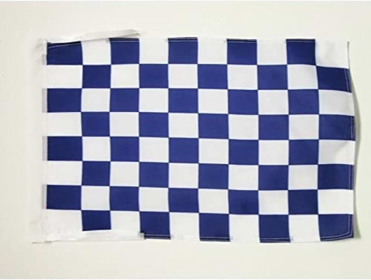 Vlag Blauw en wit geblokt 45x30 cm Polyester 100D Koorden | Binnen en buiten decoratieve vlag dubbel gestikte naden en verstevigde randen 100D polyester