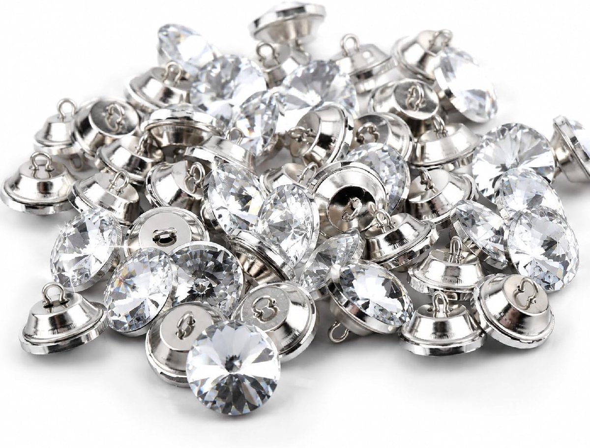 50 stks Kristallen Bekleding Knoppen met Metalen Lus Knop Knoppen Duidelijke Tuft Knoppen Bekleding Knoppen Voor Naaien Slaapbank Hoofdeinde Diy Ambachten Decoratie(25mm)