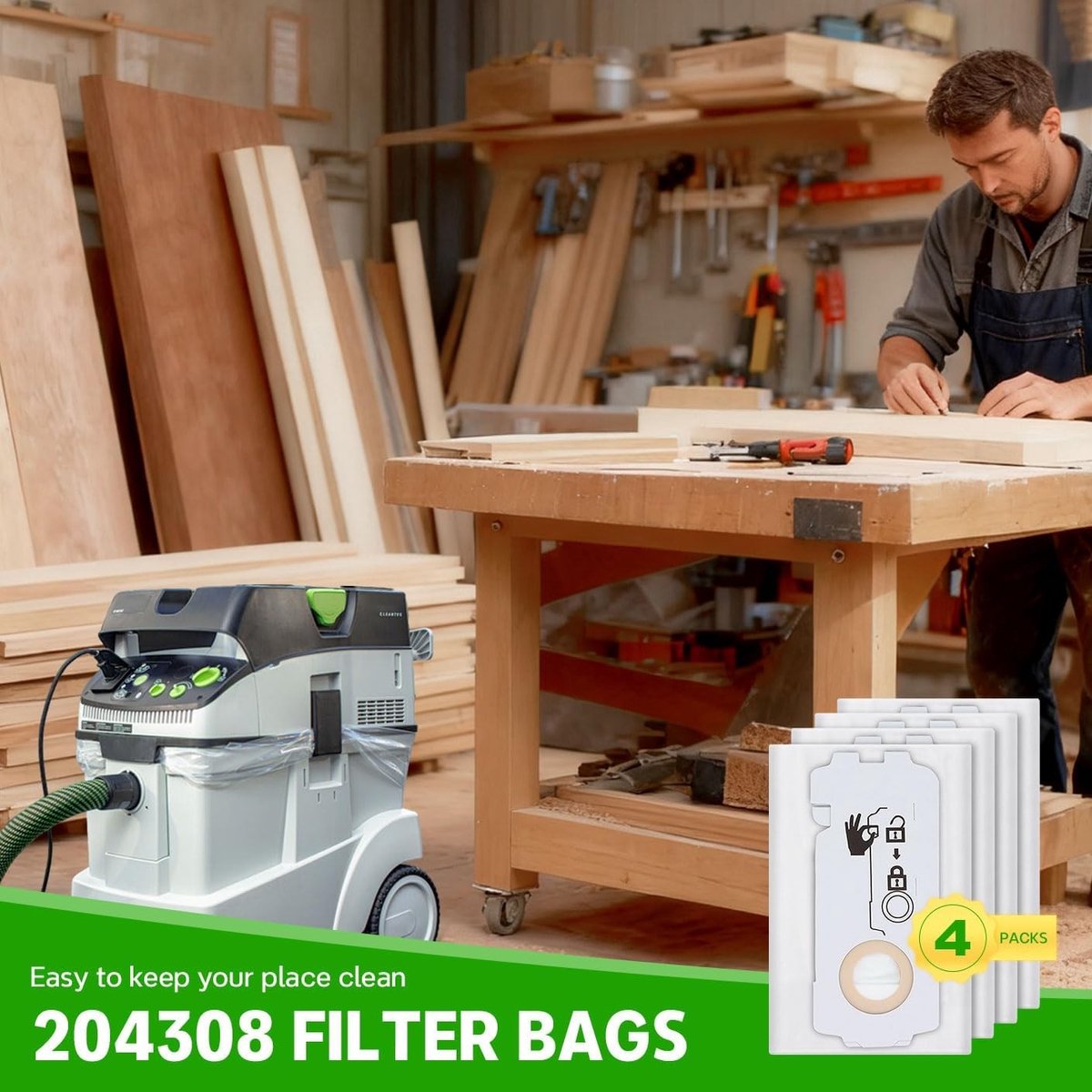 Stofzakken voor Festool CT MINI, CT MIDI en CT MIDI I - 8-pack voor optimale stofopvang en efficiëntie