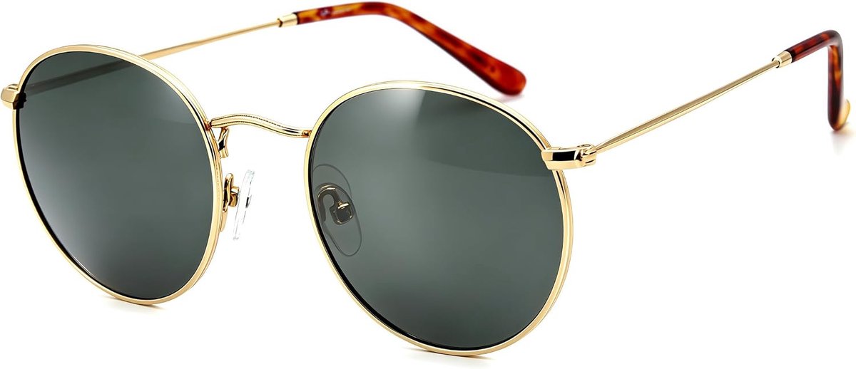 Zonnebril Ronde Heren Dames Gepolariseerd UV400 Metalen Frame Klassieke Retro Bril glas/gepolariseerde lens