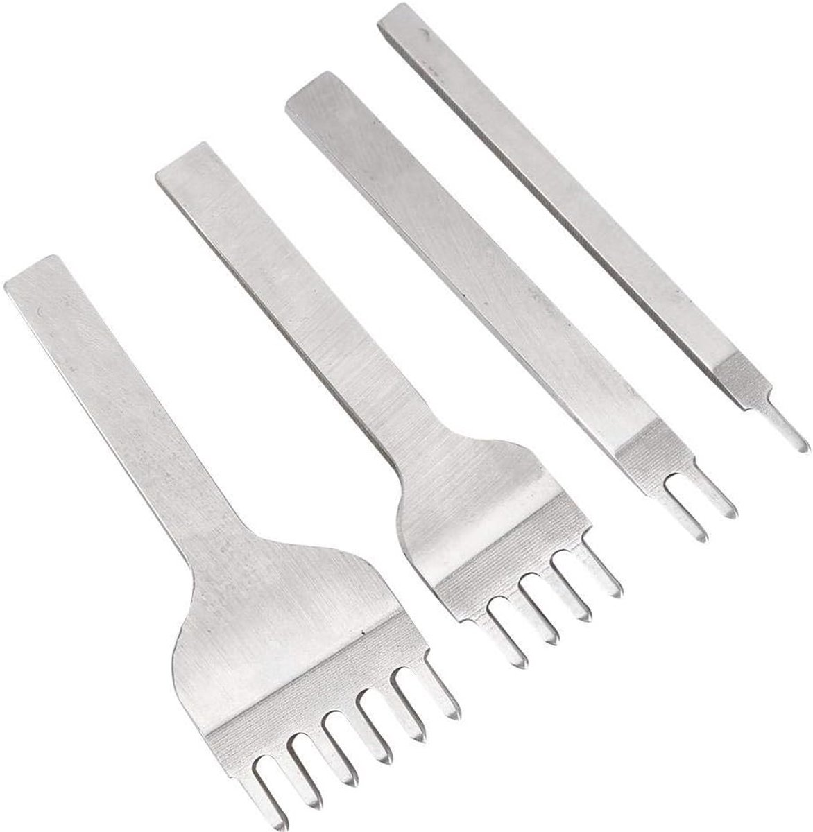 Beitel Set 4-Delig, Leer Ponsgereedschap Maten 1/2/4/6 mm - Handwerk Gereedschap voor DIY Leerbewerking, Naaien, Perforatie en Zadelmakerij