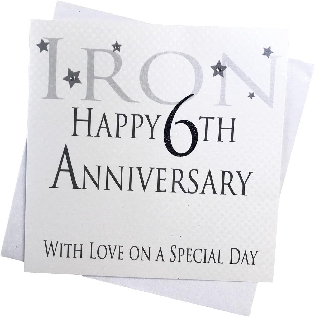 white cotton cards Iron Happy 6th Love On A Special Day, handgemaakte verjaardagskaart (Code AW6)