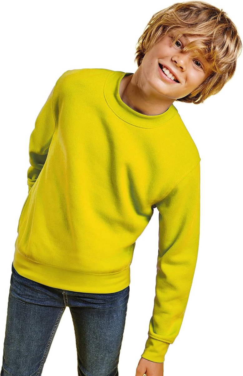 Sweatshirt voor kinderen met klassiek design, kraag, manchetten en tailleband van geribbeld, comfortabel, warm, glad en elegant.