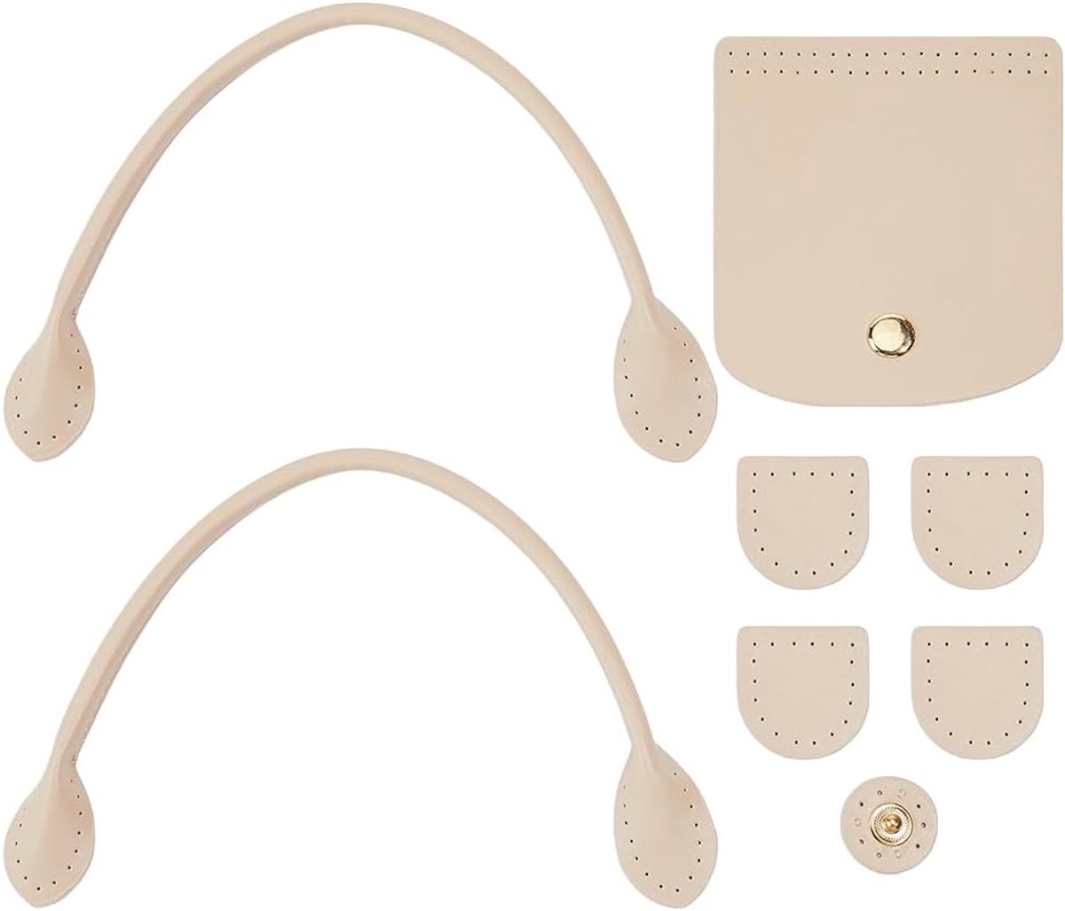 8Pcs PU Lederen Handtas Maken Kits Met Tas Bandjes Tassen Flip Cover Gesp Breien Haak Set Roze Bruin Voor Portemonnee Tas Maken DIY Schouder Tote Rugzak Repareren Accessoires