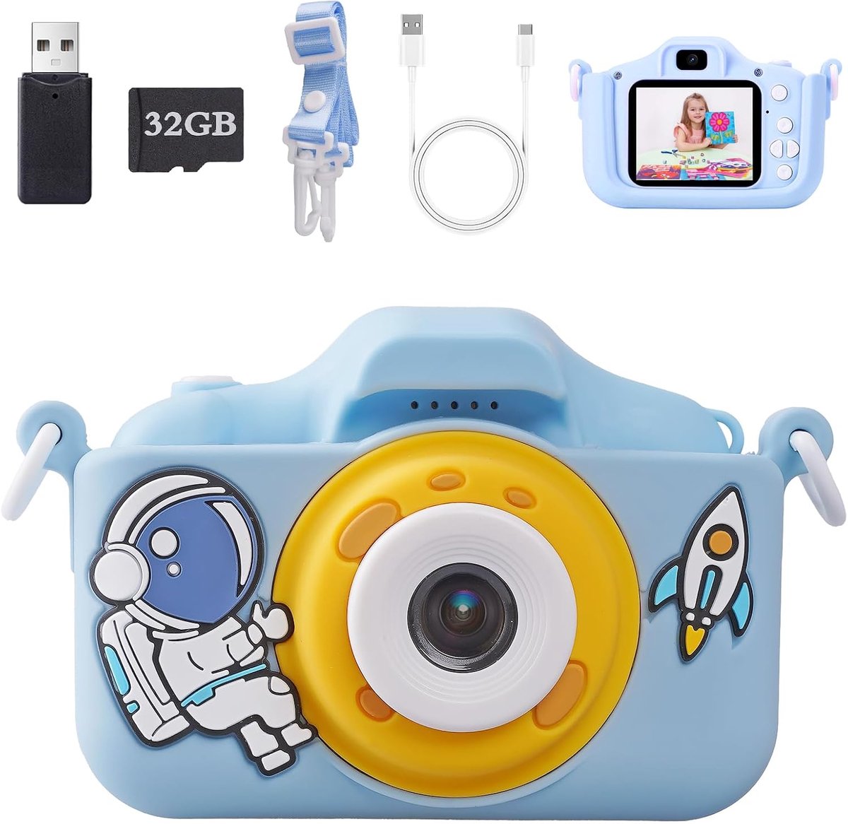 10 jaar, digitale camera voor kinderen met 1080P video & 2 inch IPS-scherm, 44 grappige fotolijsten en 5 educatieve spellen, kindercamera meisjes jeugd speelgoed