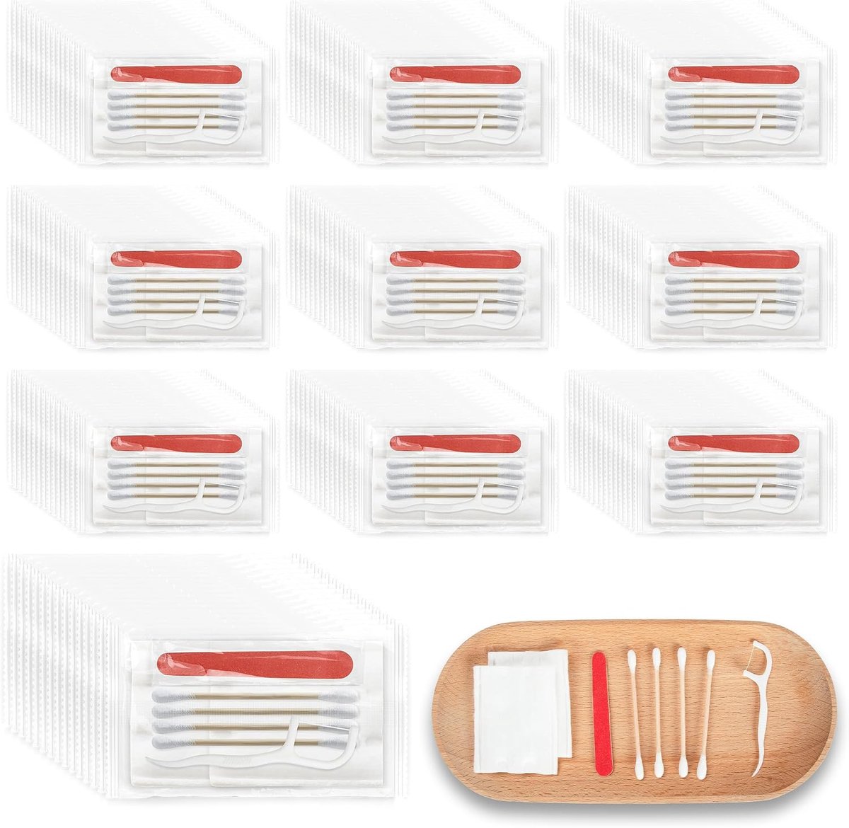 Vanity Kit, Vanity Kits Bulk, Individuele Vanity Kit Met Katoenen Pads, Wattenstaafjes, Tandzijde En Nagelvijlen, Geschikt Voor Reizen, Hotels En Thuisgebruik (200 stuks)