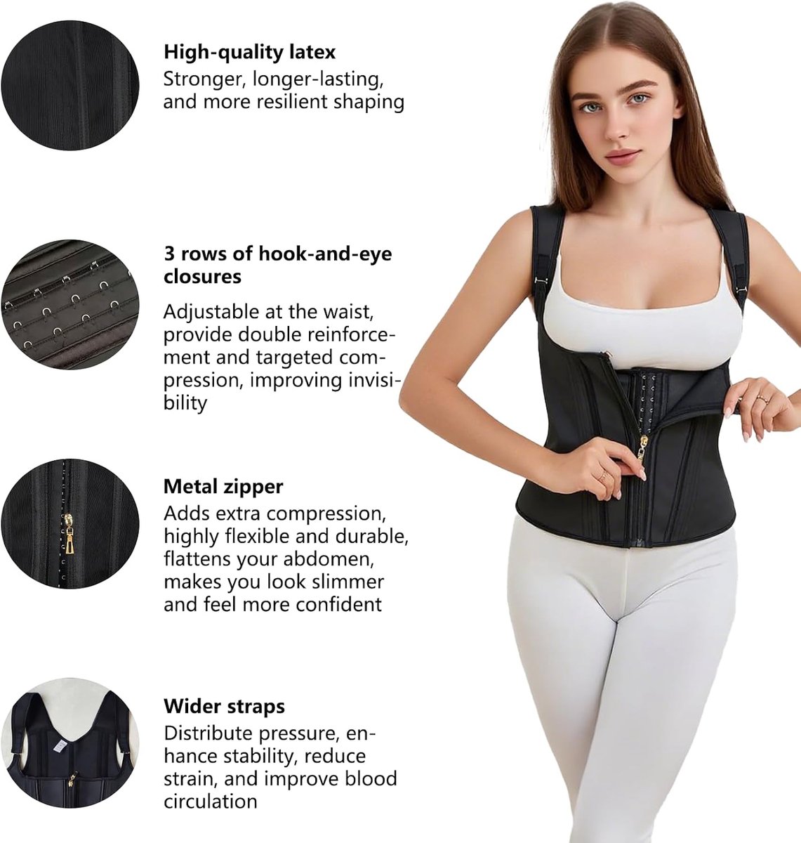 Trainer dames korset shapewear voor buikweg, buikweggordel body shaper corsage met latex vormende taille en buik | sportgeschikt, dagelijkse training