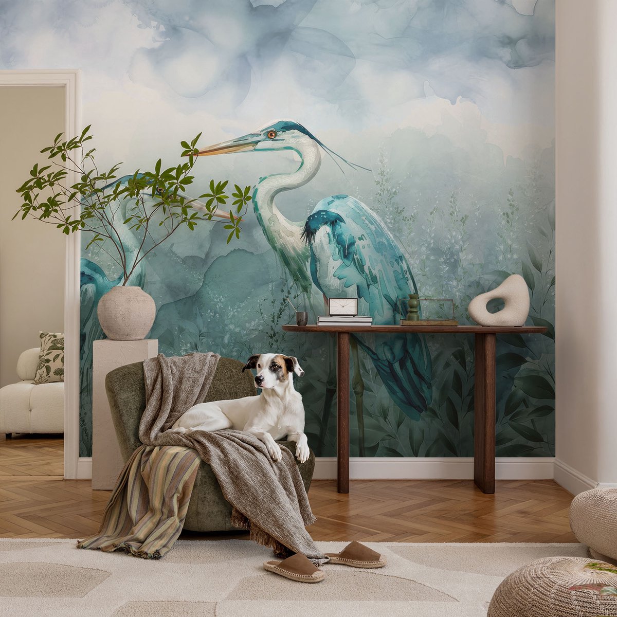 Coloray Vliesbehang - Blauw Snellijm Behang - 104x70 cm - Vogels Van De Natuur Muurschildering - Slaapkamer behang Dieren - Fotobehang Vlies - Slaapkamer behang