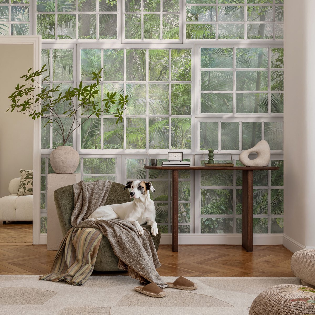 Coloray Vliesbehang - Groente Snellijm Behang - 104x70 cm - Groen Bos Muurschildering - Slaapkamer behang Bloemen En Planten - Fotobehang Vlies - Slaapkamer behang