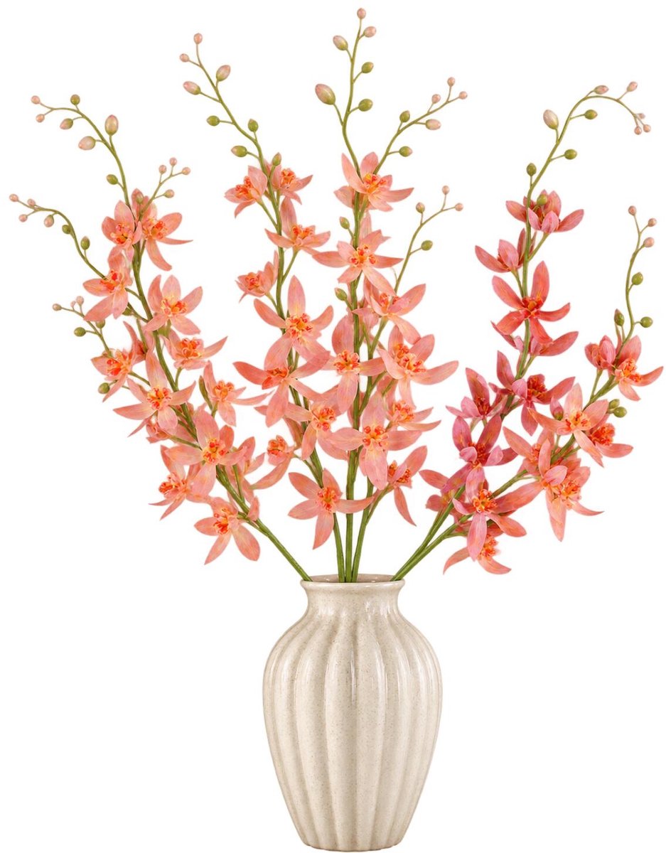 Mica Decorations Kunstbloem Orchidee Floristic - 3x - H95 cm - roze - kunststof - stelen kunstbloemen - boeket - kleine bloemetjes