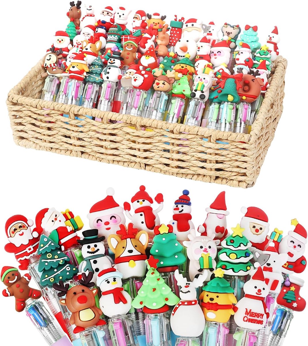 50 stuks kerststiften voor kinderen, cadeautje, eind feest, verjaardag, balpen, meerkleurig, gadget Kerstmis, kinderen, gadget verjaardag (50)