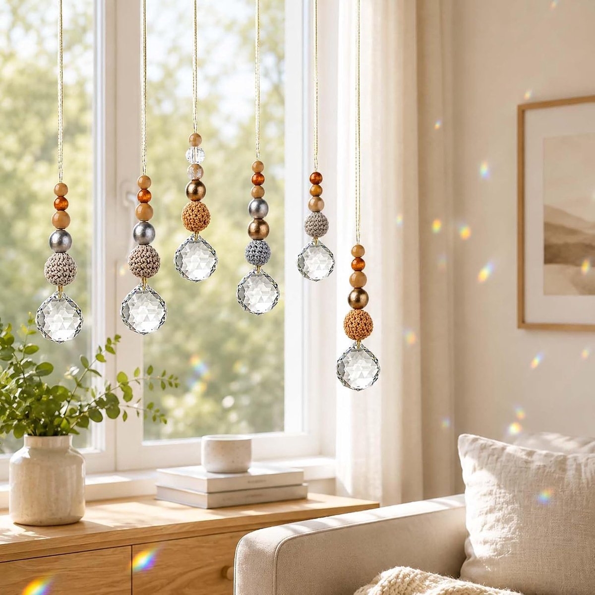 Zonnevangers, hangende raamdecoratie, zachte lichtreflecties, regenboogdecoratie voor woonkamer, balkon en ramen