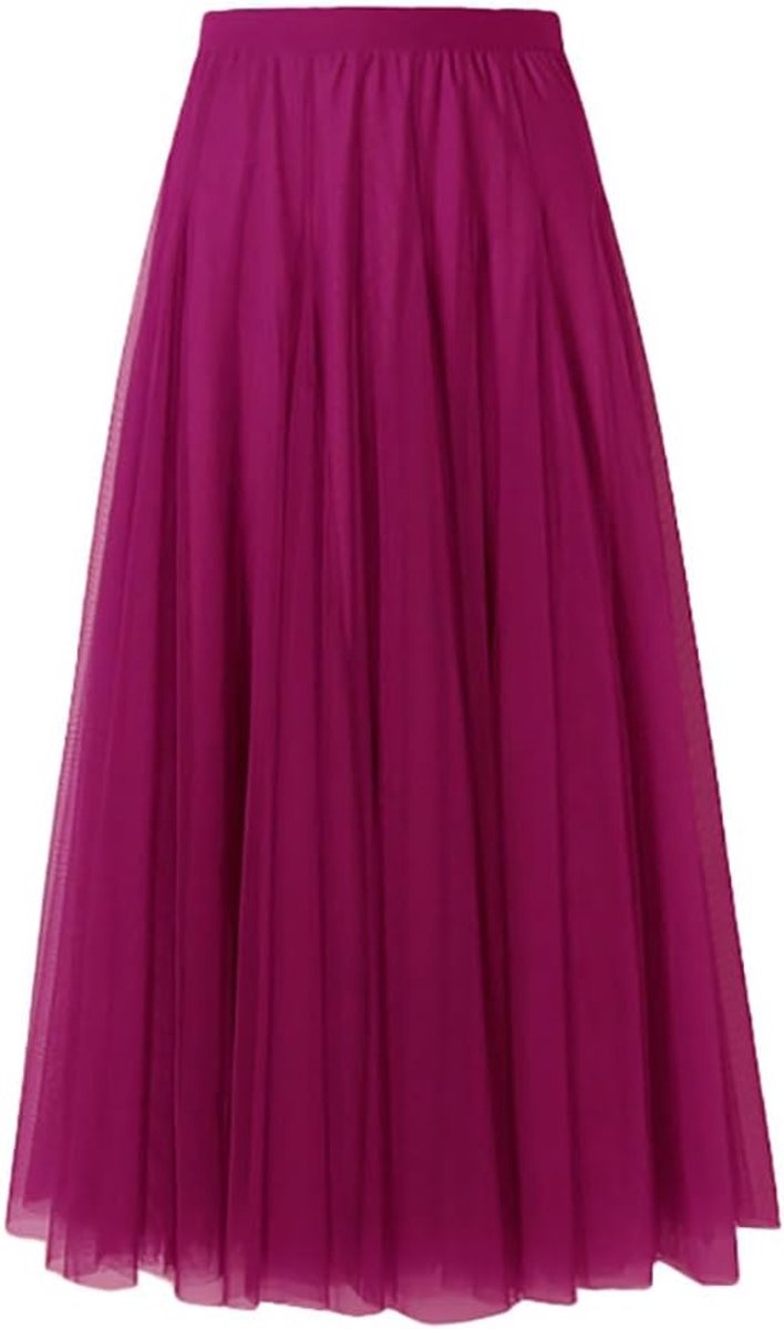 Maxi-tule rok voor dames, A-lijn, midi-rok, onderrok, gelaagde rok, plooirok, dames, tule rok met hoge taille, podiumjurk, mesh, tutu, rok voor bruiloft en feest