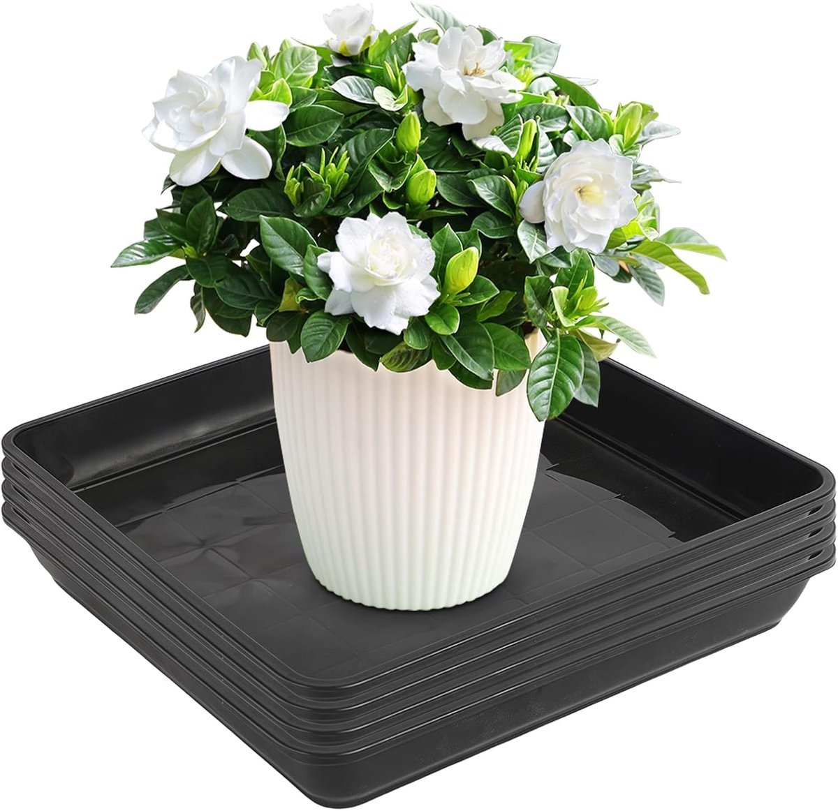 4 stuks bloempotonderzetters: 30 x 30 cm vierkante plantenonderzetters, bloembakschaal kunststof, rechthoekige kunststof plantenpot, plantenpot, plantenpot, accessoires voor buiten, indoor