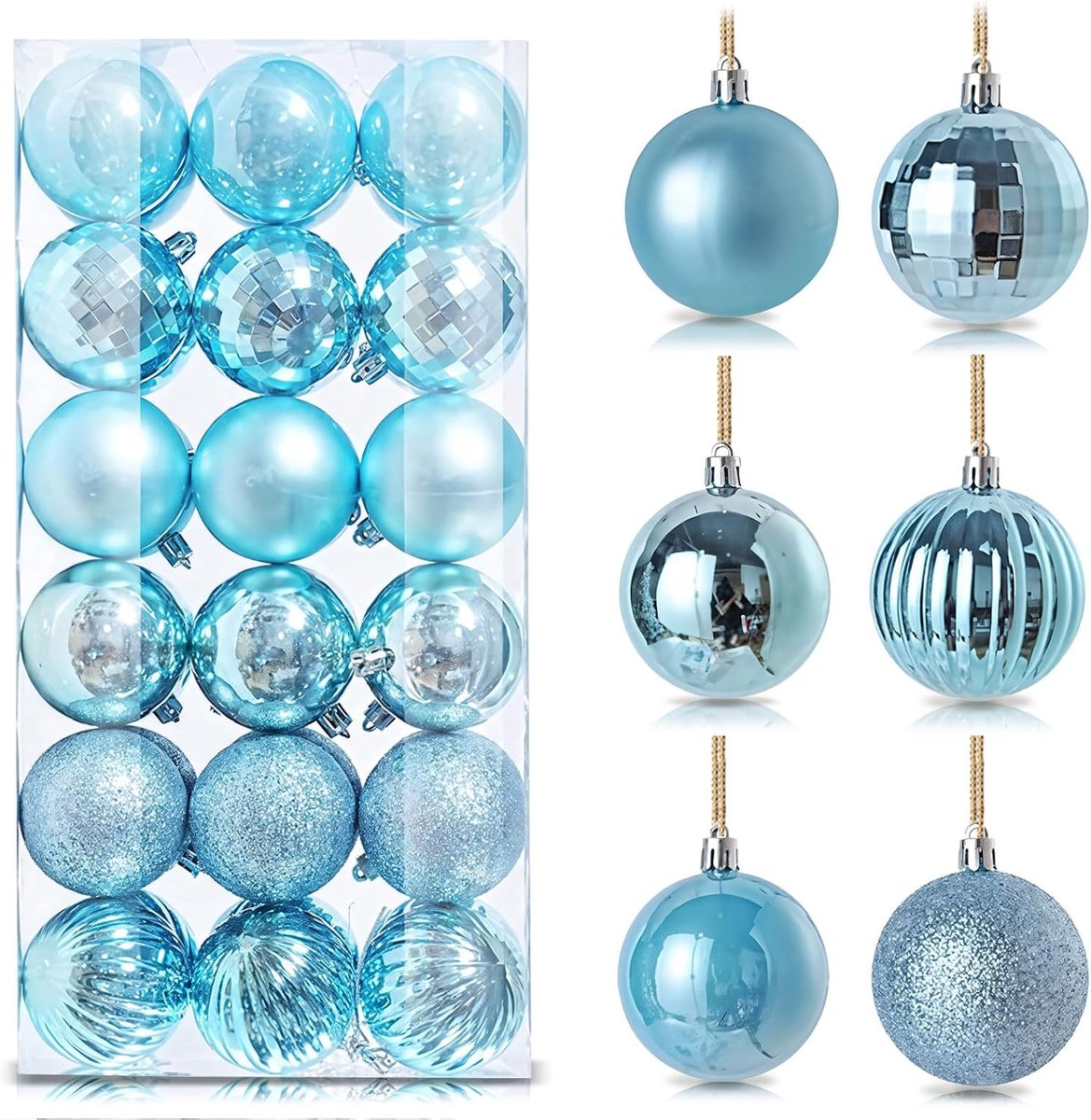 Kerstballen voor kerstboom, 3 cm mini onbreekbare plastic kerstballen ornamenten met touwtjes, 6 decoratieve kerstballen, hangende ballen voor Kerstmis, bruiloft, vakantie, feest