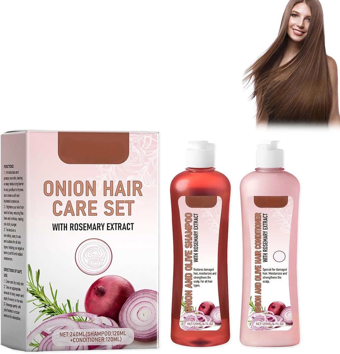 Uien Shampoo Conditioner Set - Haargroei en volume, 120 ml Duotegen haaruitval voor sterker en dikker haar