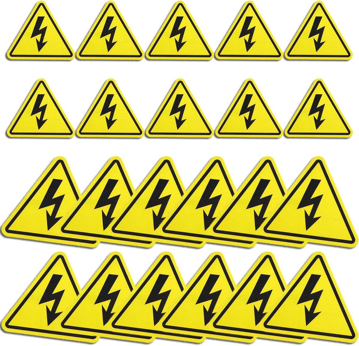 22 stuks, 5 cm/10 cm, sterk hechtende veiligheidswaarschuwingsborden, driehoekfolie, zelfklevend