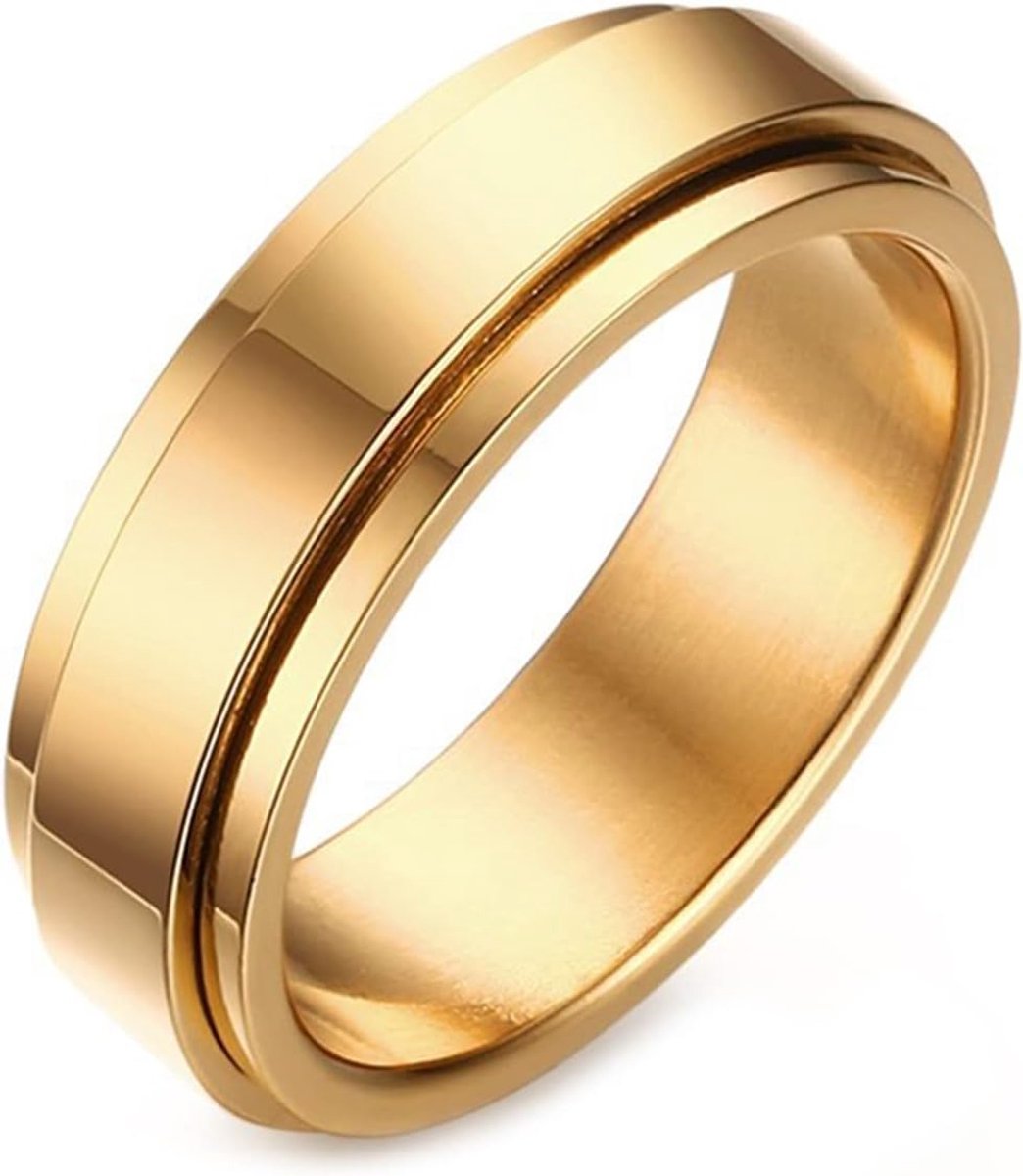 Fidget-ring, 6 mm spinner-ring voor dames, heren en kinderen, roestvrijstalen band, antistress-ringen, gepolijst, stressverminderende ring