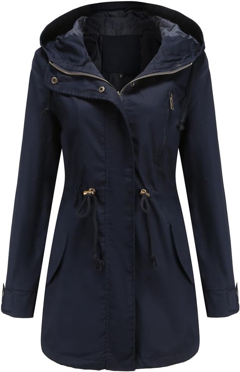Casual Ligtweight Militaire Jassen Anorak Utility Hoge Taille Trekkoord Zip Up Hood Jas