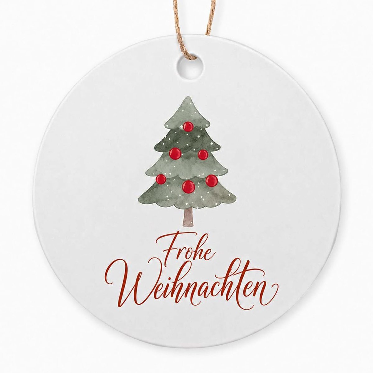 100 stuks kersthangers, ronde Merry Christmas hangers met koord