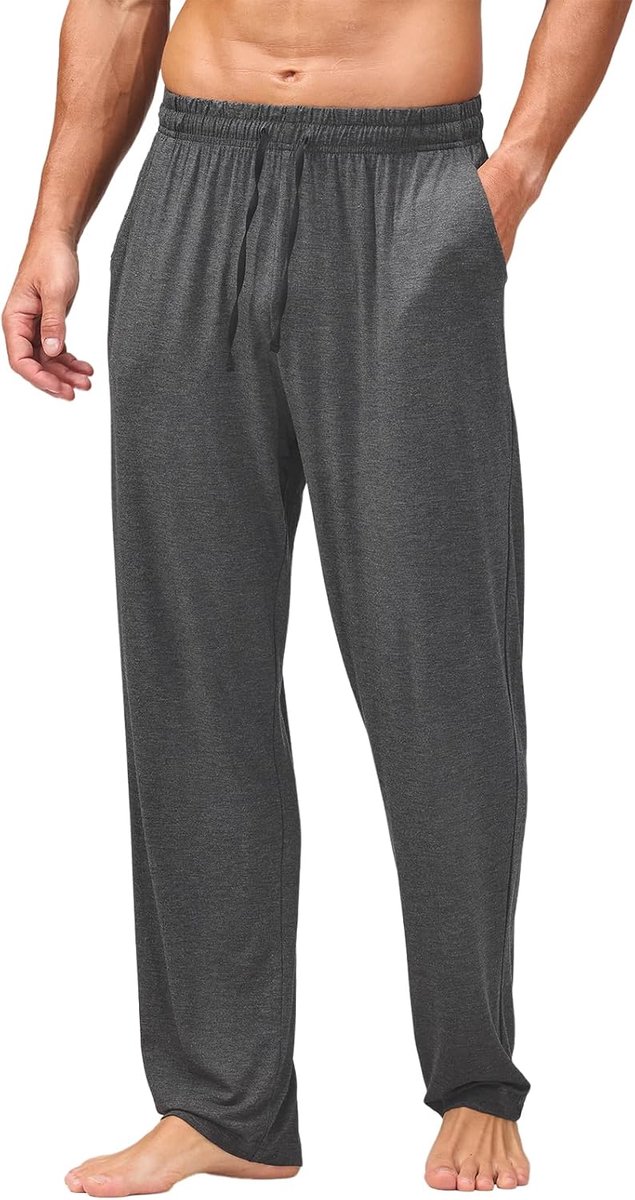 Coulee Pyjamabroek voor heren, lange lichte pyjamabroek, ademende vrijetijdsbroek, zachte relaxbroek met zakken