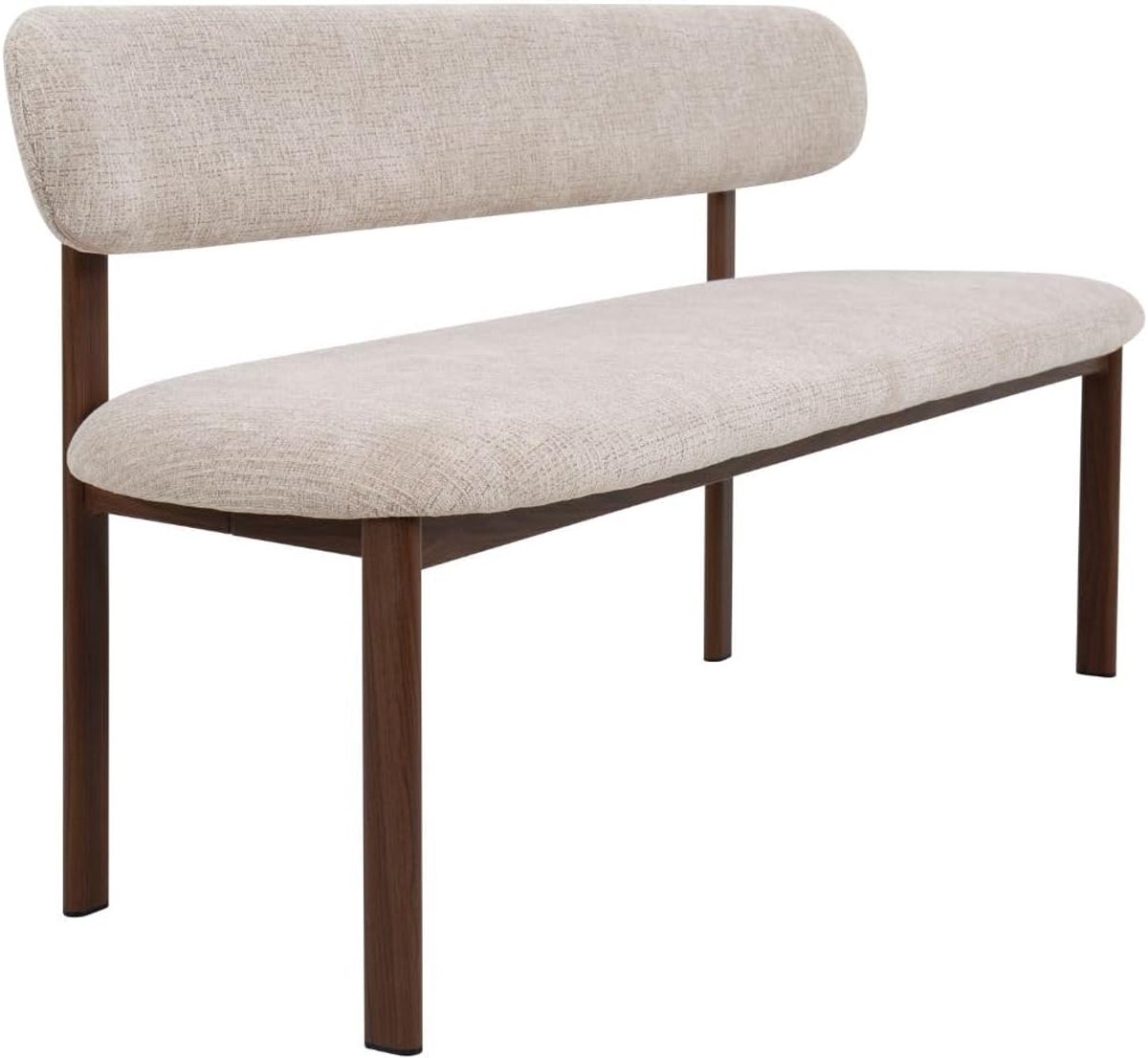 Meubel Eetkamerbank Noor Beige/Walnoot - 160 cm - Stof - Japandi