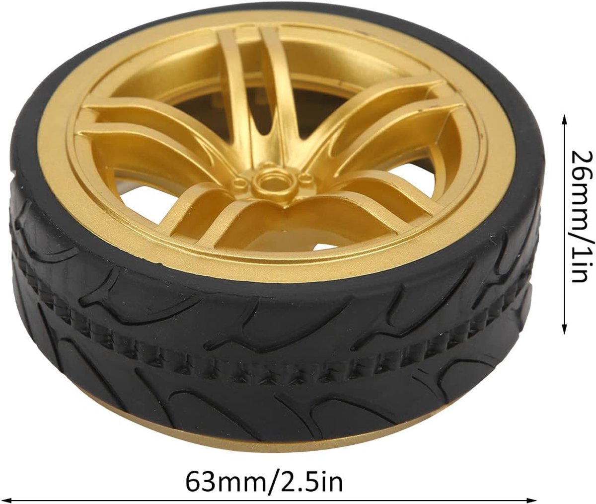1/10 Racing RC Auto Wiel Plastic Wielnaaf met Gegroefde Rubber RC Auto Reserve Accessoire, Hub Velgen Rubber Banden voor RC 1/10 On-Road Touring Racing Car (4 Stuks)(goud)