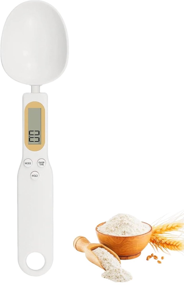 Maatlepel met schaalverdeling, 0,1 g - 500 g, lcd-display, 4 weegeenheden, multifunctionele keukenweegschaal, geschikt voor poeder, kleine deeltjes in de geneeskunde, bonen (wit)