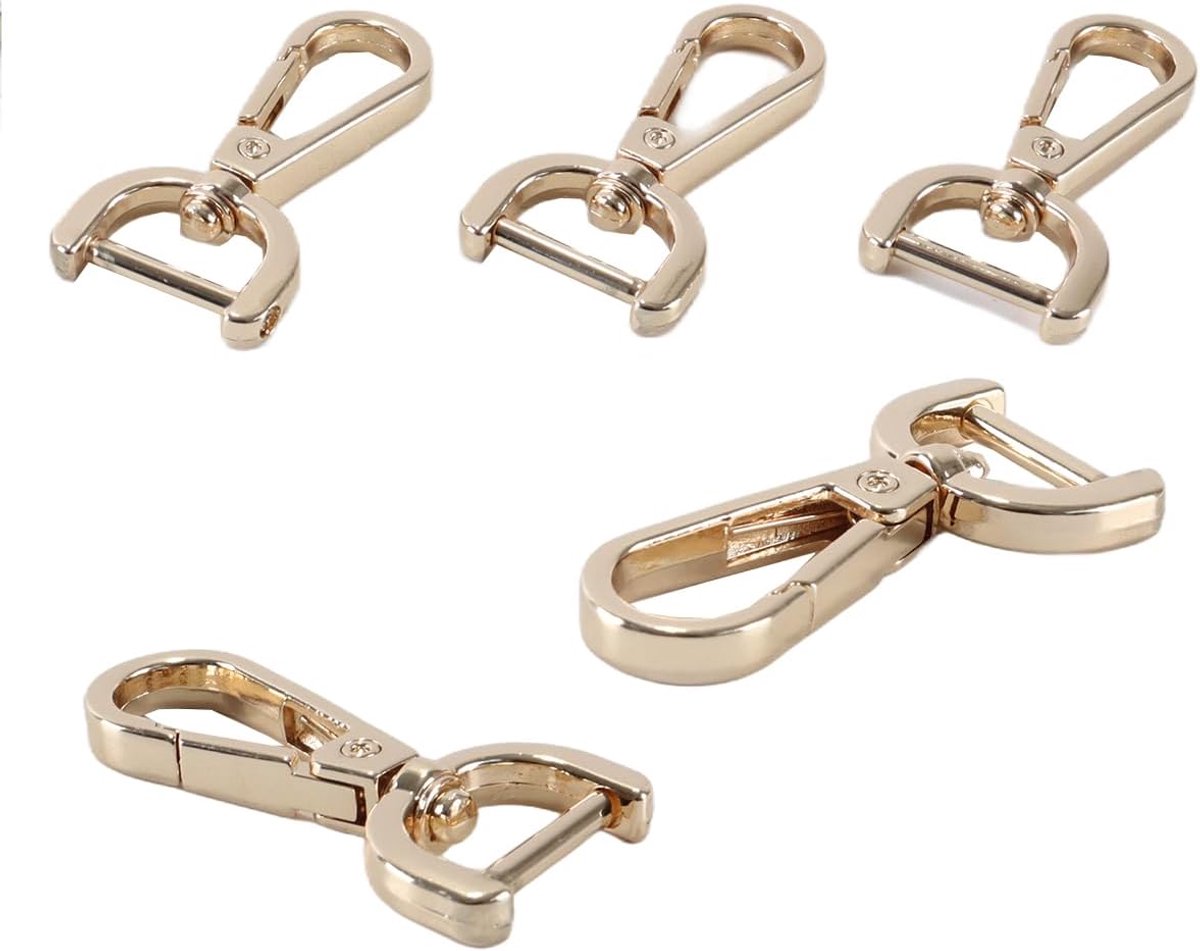 4 stuks karabijnhaken met draaikoppeling, metalen gesp, D-ring karabijnsluiting voor handtassen, schoudertassen en leren handtassen
