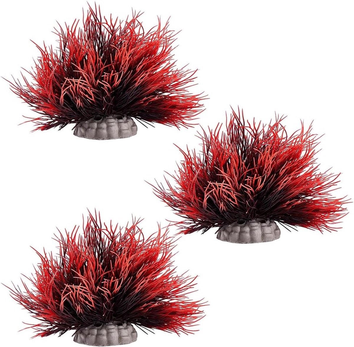 3 stks Aquariumplanten Aquarium Decoraties Rode Kunstmatige Watergras Decor PVC Mini Gras Aquarium Decor voor Thuiskantoor Huisdier Habitat Waterplant Landschap Aanwezig