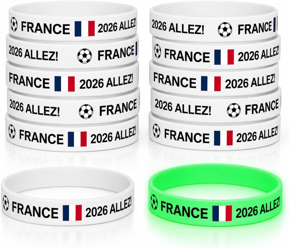 10 stuks lichtgevende armbanden, Franse vlag, siliconen armbanden, neon armband, glow in the dark, fanartikel voor feestjes, concerten, festivals, openbare kijken en nachtevenementen, blauw