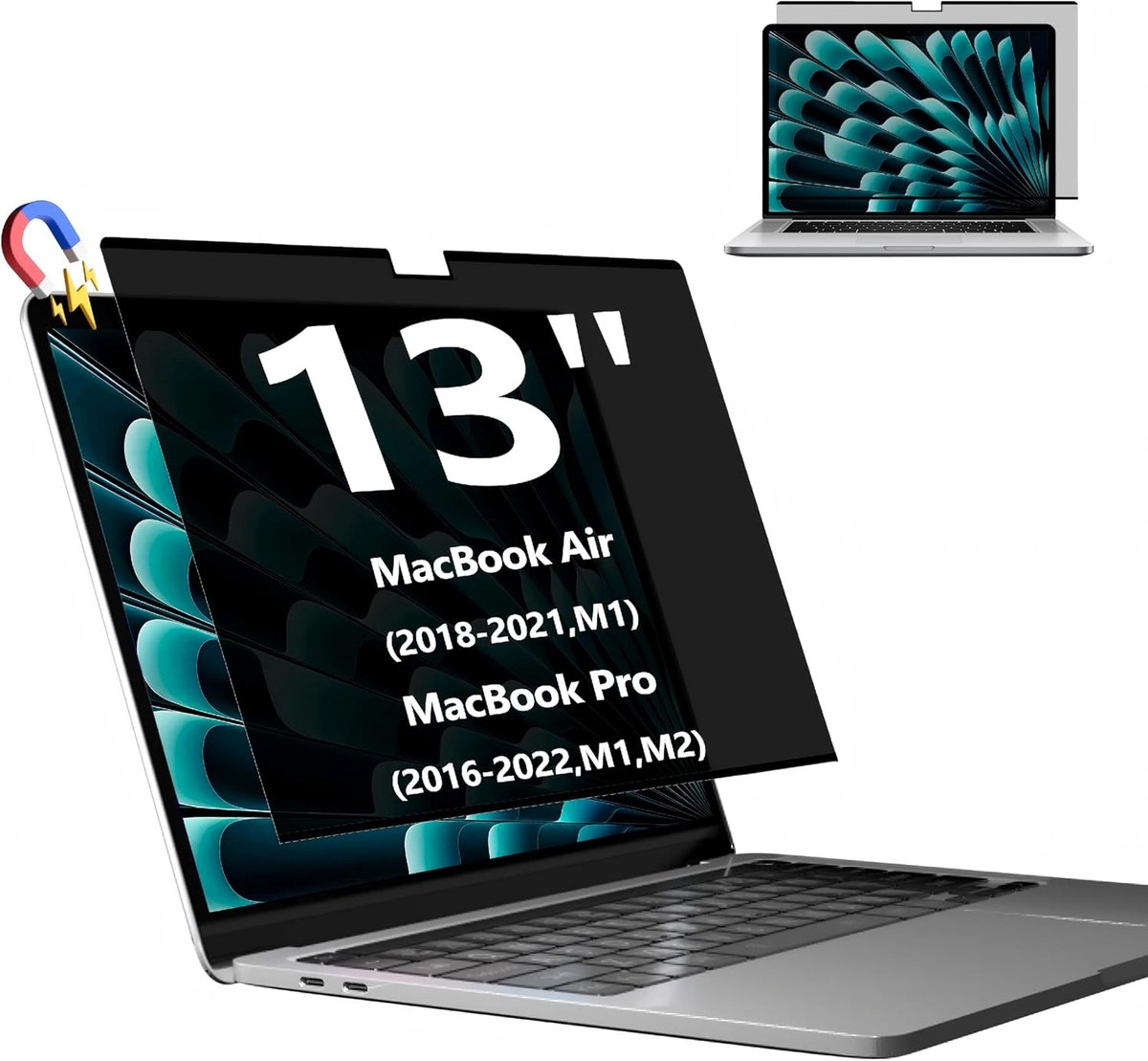 Privacyscherm Voor Macbook Pro 13 Inch (2016-2022,M1,M2) / Macbook Air 13 Inch (2018-2021,M1), Afneembare Privacyfilter Voor Laptops en Anti Verblinding Blauw Licht Beeldschermbescherming