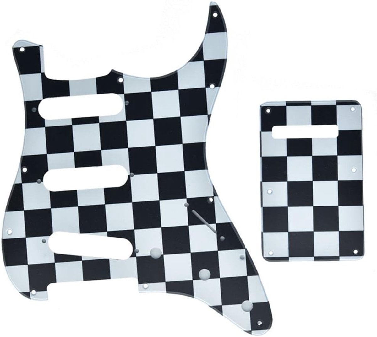 Zwart/Wit Raster 11-gats Strat SSS 3D Gedrukt plastic pickguard ST Achterplaat Trem Cover voor USA/Mexicaanse FD Strat