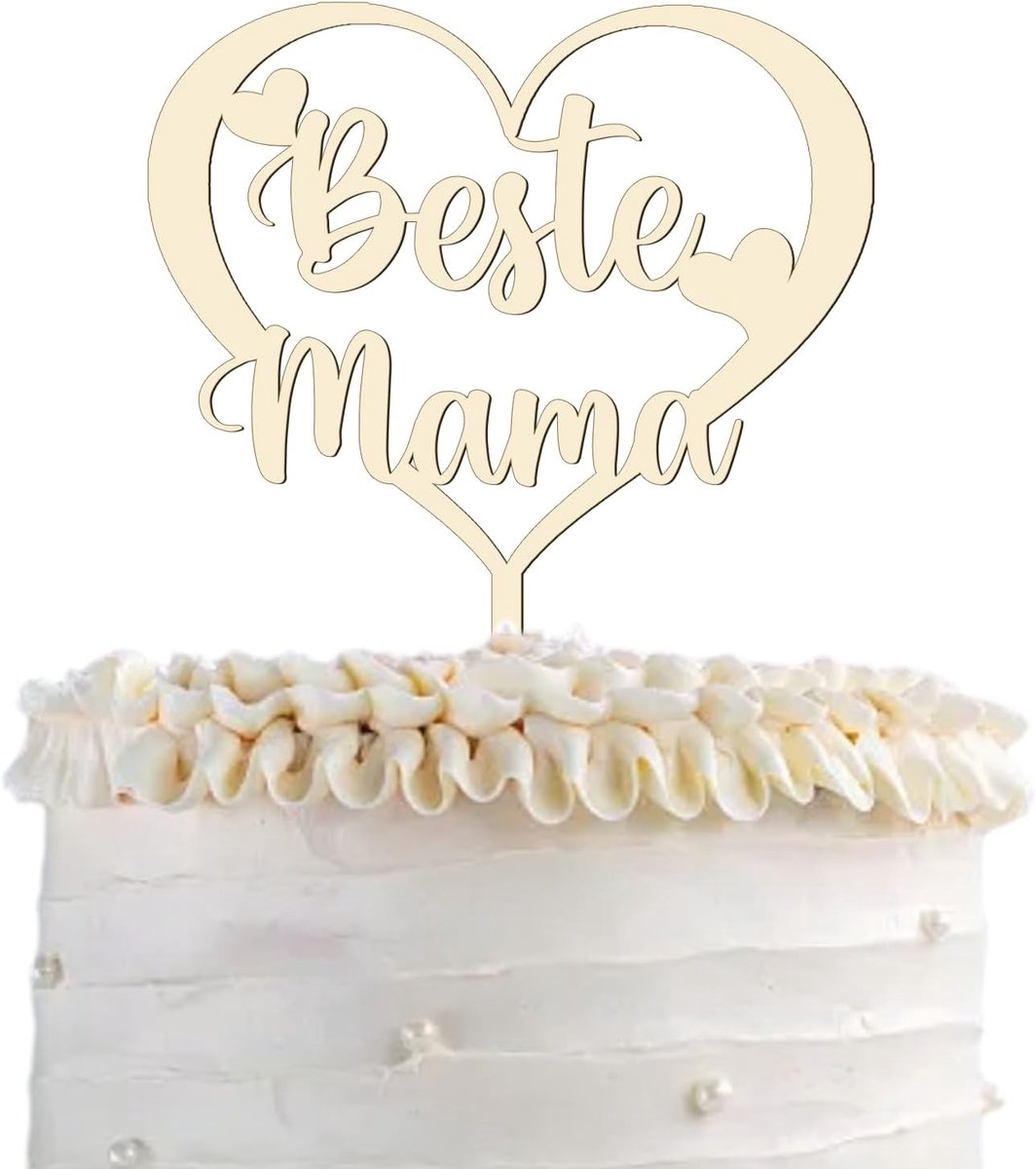 Topper 'Mama' van hout, liefde taartdecoratie voor Moederdag, cadeau-ideeën