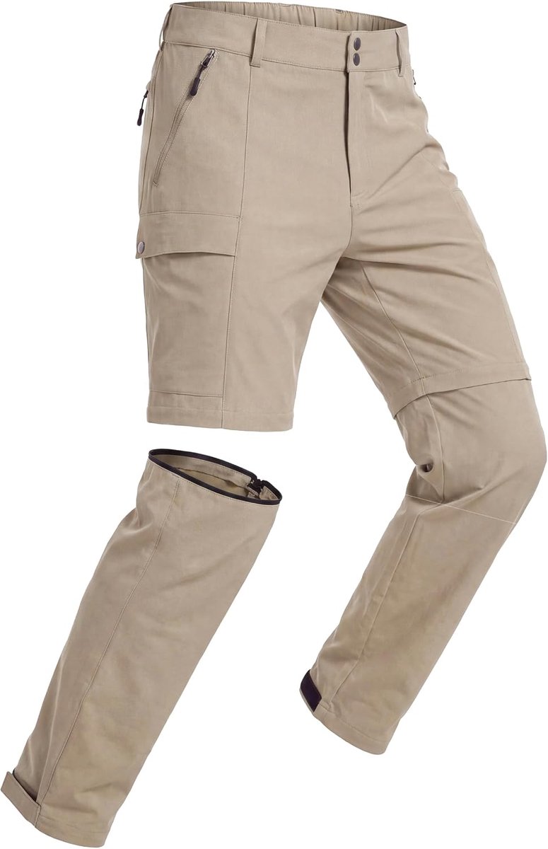 Wandelbroek voor heren, afritsbaar, ademend, sneldrogend, zomer, lichte stretch, functionele broek met zakken, outdoor, converteerbare shorts, korte broek voor wandelen