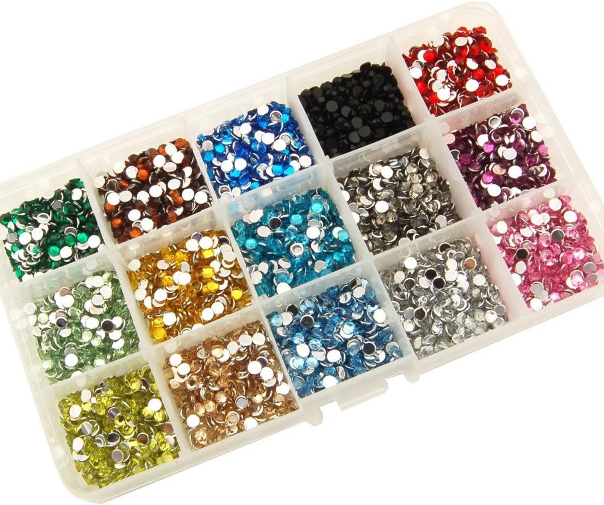 4mm Diverse Kleur Steentjes in Opbergdoos Set #1