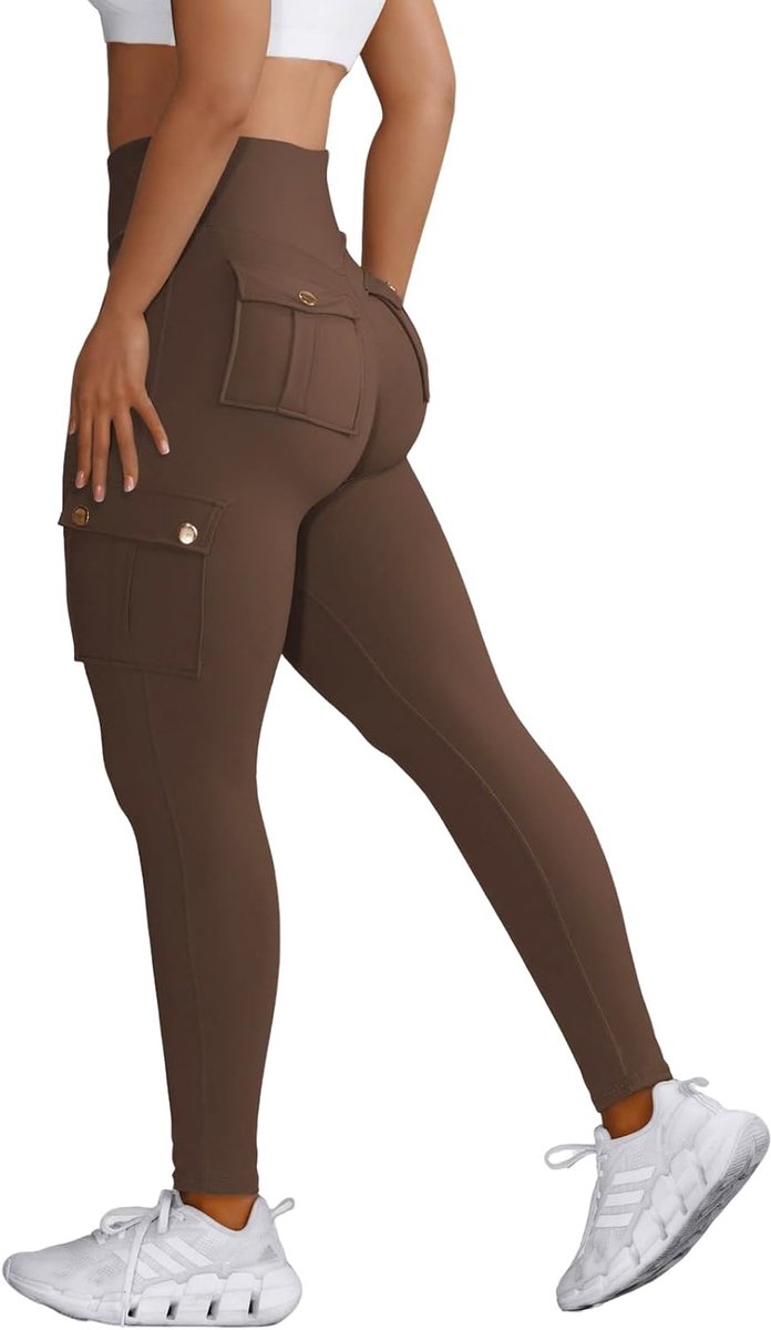 Sportlegging voor dames, hoge taille, zakken, elastisch, joggen, hardlopen, gym, fitness, yoga, vrijetijdsbroek