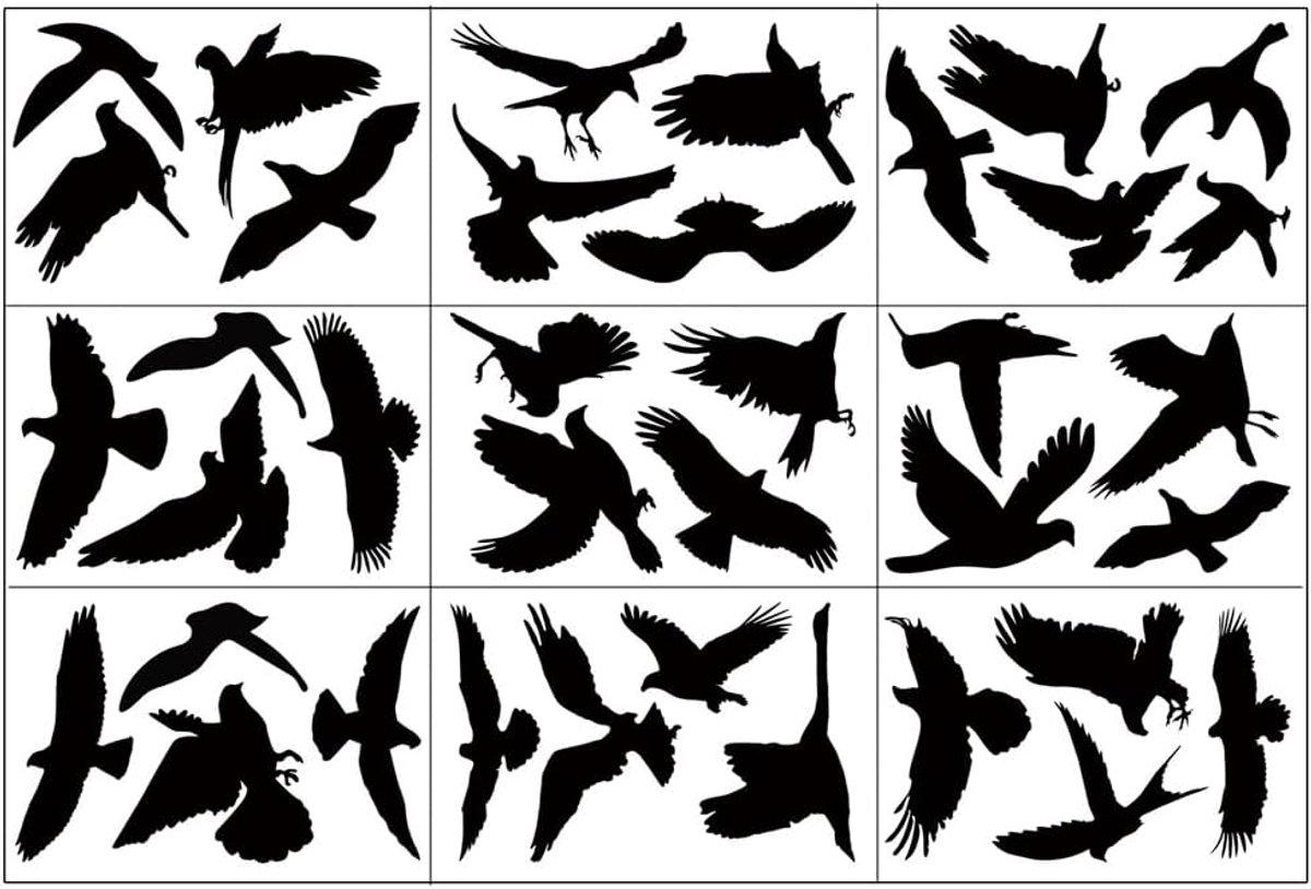Stuks raamsticker vogelbescherming voor glasplaten vogelbeschermingssticker voor ramen zwarte botsingsraamstickers vogelvorm kleeffolie raam