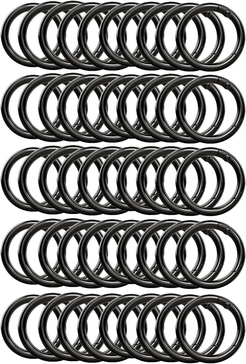 50 stuks ronde karabijnhaak sleutelhangers, 23,5 mm sleutelring veer-O-ringen, spleetring drukknop clip voor sleutelhanger tas, portemonnee, accessoires karabijnhaak (50, grijs)