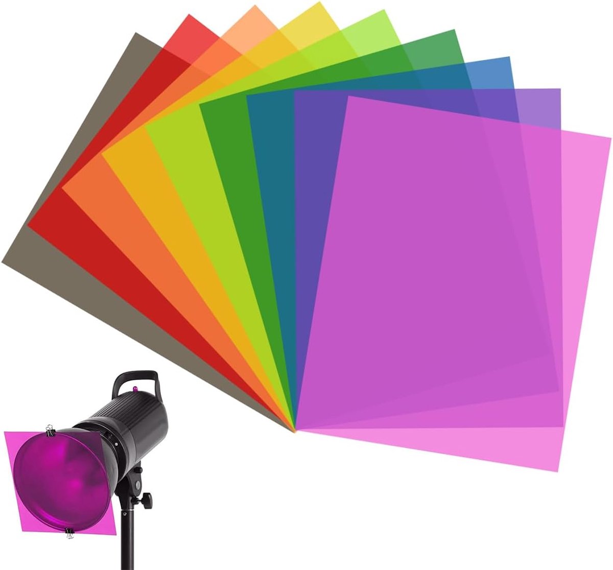 9 Stuks Transparante Gekleurde Filter voor Lampen, 29.5x21 cm